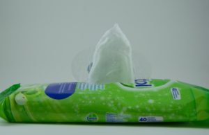 Woman removing makeup